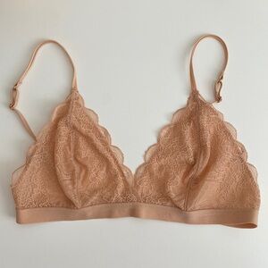 Madewell Cream / Pink Triangle Lace Bralette